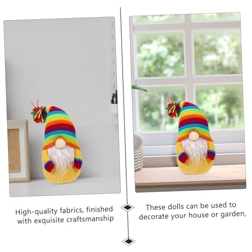 BAZEITFLOW Bunte Gnom Puppe Dekoration Farbenfrohes Großes Gnom Stoffkunst Ornament für Wohnung und Büro Leuchtend Gelb Fröhliche Wohnkultur Auffälliger Blickfang für Schreibtisch und von BAZEITFLOW