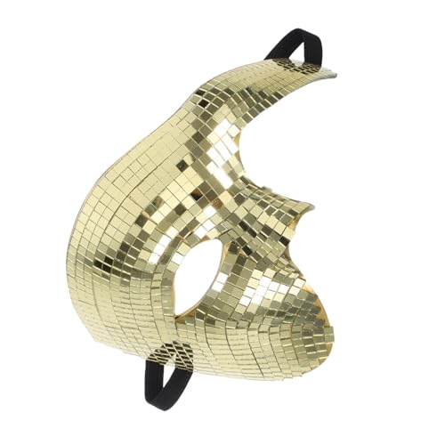 BAZEITFLOW Disco Glitter Halbgesichtsmaske Gold Leichte Spiegelnde Party Masquerade für Damen und Herren Komfortabel Kompakt für Halloween Karneval Geburtstagsfeiern und Cosplay von BAZEITFLOW