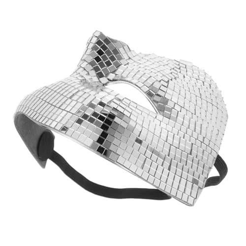 BAZEITFLOW Disco Halbgesichtsmaske Silber Spiegelnde Glitzer Maske für Karneval Halloween Party Damen Herren Leichtes Design Vielseitig Kombinierbar von BAZEITFLOW