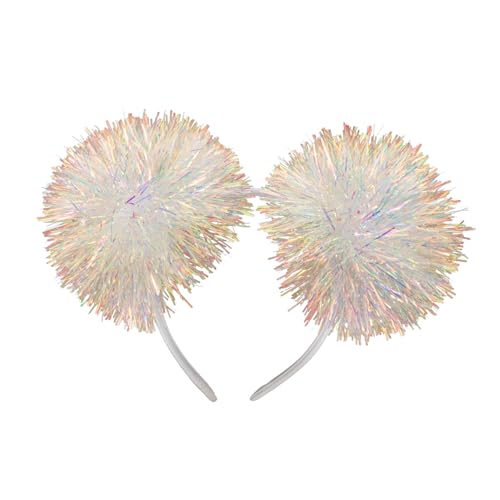 BAZEITFLOW Haarreif mit Weißem Lametta Bommel Leichter Weihnachts Party Kopfschmuck für Kostüm Tanz Karneval Fotografie Festliche Anlässe Geeignet für Kinderfest und Themenparty von BAZEITFLOW