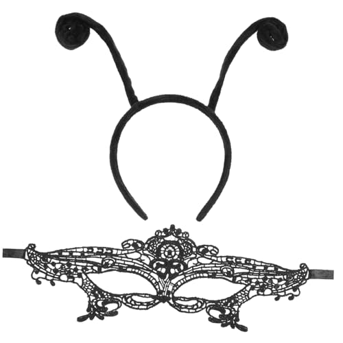 BAZEITFLOW Halloween Antennen Haarreif und Maske Leichtes Dekoratives Kostümzubehör für Party Cosplay Fotografie Unisex Bequem und Auffällig für Halloween und Karneval von BAZEITFLOW