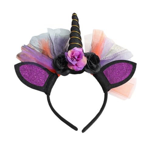 BAZEITFLOW Halloween Einhorn Haarreif Cosplay Haarreif mit Horn Halloween Kopfschmuck für Party Karneval Kostüm Zubehör für Erwachsene von BAZEITFLOW