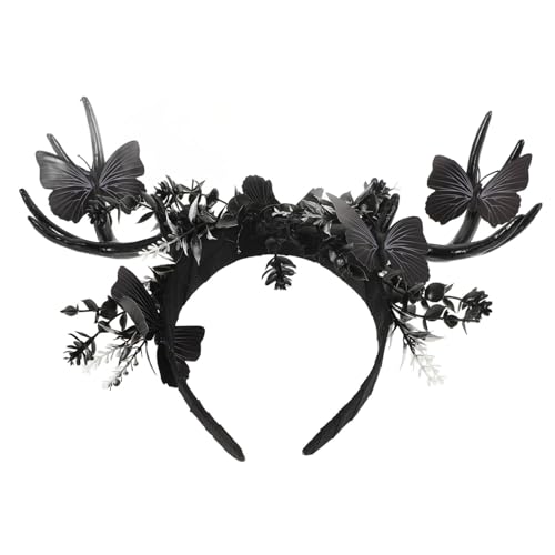 BAZEITFLOW Halloween Geweih Haarreif Antler Headband für Cosplay Fotografie Partys Passend für Kopfgrößen Bequem und Langlebig für Dunkle Themen Events von BAZEITFLOW