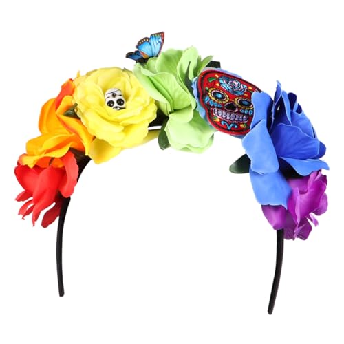 BAZEITFLOW Halloween Haarreifen mit Rosen und Totenkopf Farbenfrohes Blumenhaarband für Damen Bequemes Party Kostümzubehör für Halloween Festival und Fotoshootings BAZEITFLOW Halloween Haarreifen mit Rosen und Totenkopf Farbenfrohes Blumenhaarband für Damen Bequemes Party Kostümzubehör für Halloween Festival und Fotoshootings von BAZEITFLOW