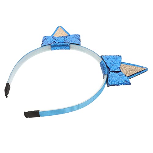 BAZEITFLOW Katzenohren Haarband mit Pailletten für Süßes Stirnband mit Schleife für Kostümpartys Geburtstagsfeiern und Halloween Dekoration Blau von BAZEITFLOW