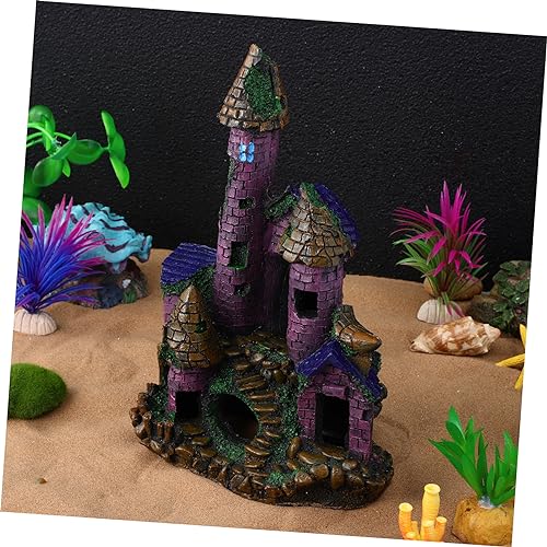 BAZEITFLOW Resin Aquarium Schloss Dekoration Fischversteck Detailliertes Schloss Ornament Geeignet für Fischbecken Vielseitig Einsetzbar in Aquarium Büro und Zuhause Stabiles Harzmaterial von BAZEITFLOW
