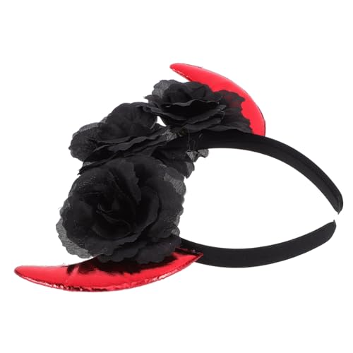BAZEITFLOW Rote Rosen Teufelshörner Haarreif Halloween Kopfschmuck für Cosplay und Partys Leicht Bequem für Karneval und Festlichkeiten von BAZEITFLOW