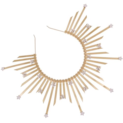 BAZEITFLOW Sunburst Spike Kopfband Goldener Gothic Kopfschmuck Damen Halloween Cosplay Accessoire für Retro Party Abendveranstaltungen von BAZEITFLOW