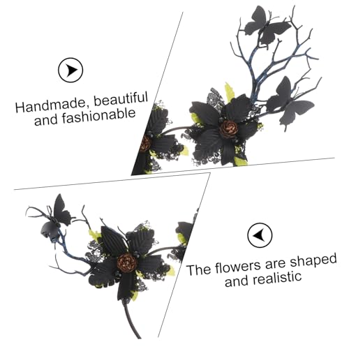 BAZEITFLOW Verstellbares Floral Haarband mit Blumen Schmetterlingen und Geweih Leichter Party Haarreif für Halloween Karneval und Kostümpartys Einheitsgröße für Erwachsene von BAZEITFLOW