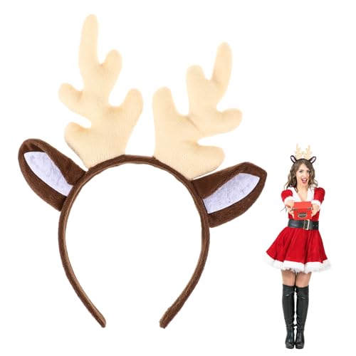 BAZEITFLOW Weihnachtlicher Hirschgeweih Haarreif aus Leichtem Material Romantisches Party Stirnband für Mädchen und Damen Festlicher Haarschmuck für Weihnachten Geburtstags und Halloween von BAZEITFLOW