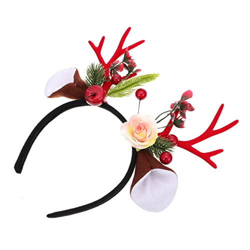 BAZEITFLOW Weihnachtliches Rentier Geweih Stirnband für Erwachsene Leichtes Langlebiges Party Haaraccessoire mit Floraler Dekoration für Festliche Kostüme und Weihnachtsfeiern von BAZEITFLOW