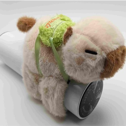BB ANGELL News Plüschtier Capybara, Armbefestigung mit kleinem Schwanz, Helikoptere, aus weichem Plüsch, mit grüner Schleife, dekoratives Spielzeug, Braun (Beige) von BB ANGELL