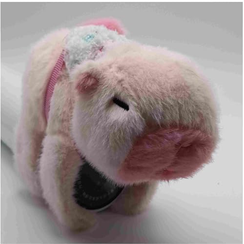 BB ANGELL News Plüschtier Capybara, Armbefestigung mit kleinem Schwanz, Helikoptere, aus weichem Plüsch, mit grüner Schleife, dekoratives Spielzeug, Braun (Rosa) von BB ANGELL