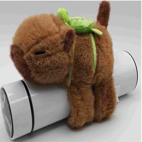 BB ANGELL News Plüschtier Capybara, Armbefestigung mit kleinem Schwanz, Helikoptere, aus weichem Plüsch, mit grüner Schleife, dekoratives Spielzeug, Braun (braun) von BB ANGELL