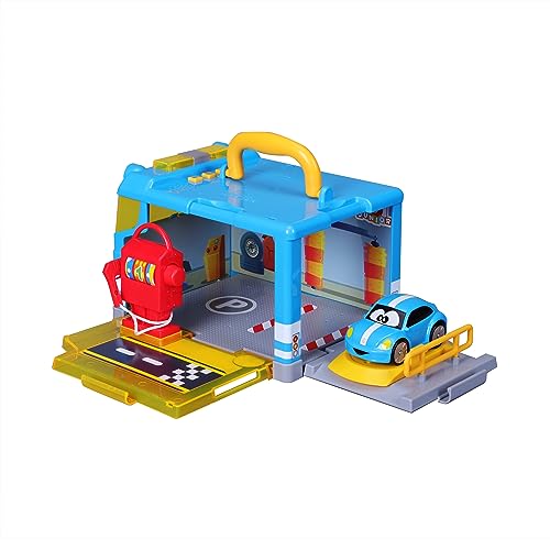 BB Junior My 1st Carry Along Garage: Spielset inklusive 1 Spielzeugauto VW New Beetle, ab 18 Monaten, blau (16-88621) von BB Junior