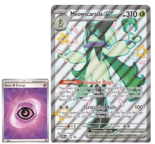BB-Toy-Trades PKM Pokemon Sammelkarte XXL Black Star Promo Meowscarada SVP078 Karte - ENGLISCH - Fullart Holo Jumbo Oversize Einzelkarte mit BB-Toy-Trades Sleeve (Meowscarada) von BB-Toy-Trades