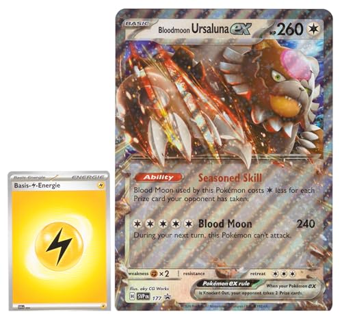 BB-Toy-Trades PKM Sammelkarte XXL Black Star Promo Karte Bloodmoon Ursaluna ex SVP 177 - ENGLISCH - Fullart Holo Mega Jumbo Oversize Einzelkarte mit BB-Toy-Trades Sleeve (Bloodmoon Ursaluna ex) von BB-Toy-Trades