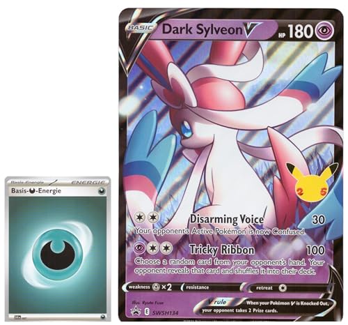 BB-Toy-Trades PKM Sammelkarte XXL Black Star Promo Karte Dark Sylveon V SWSH134 - ENGLISCH - Fullart Holo Mega Jumbo Oversize Einzelkarte mit BB-Toy-Trades Sleeve (Dark Sylveon) von BB-Toy-Trades