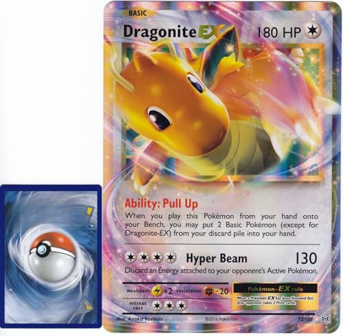 BB-Toy-Trades PKM Sammelkarte XXL Black Star Promo Karte Dragonite EX 72/108 - DEUTSCH - Fullart Holo Mega Jumbo Oversize Einzelkarte mit BB-Toy-Trades Sleeve (Dragonite EX EN) von BB-Toy-Trades