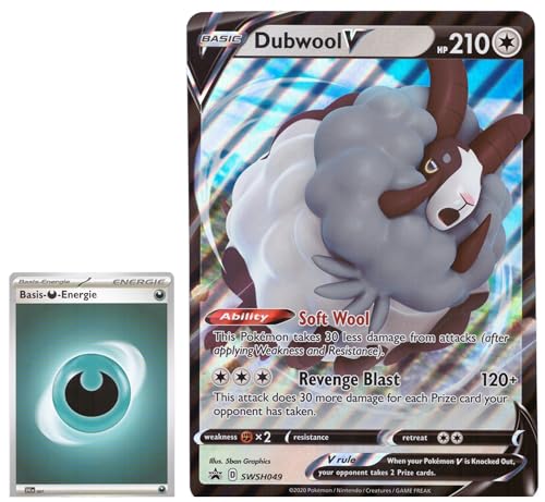 BB-Toy-Trades PKM Sammelkarte XXL Black Star Promo Karte Dubwool V SWSH049 - ENGLISCH - Fullart Holo Mega Jumbo Oversize Einzelkarte mit BB-Toy-Trades Sleeve (Dubwool V) von BB-Toy-Trades
