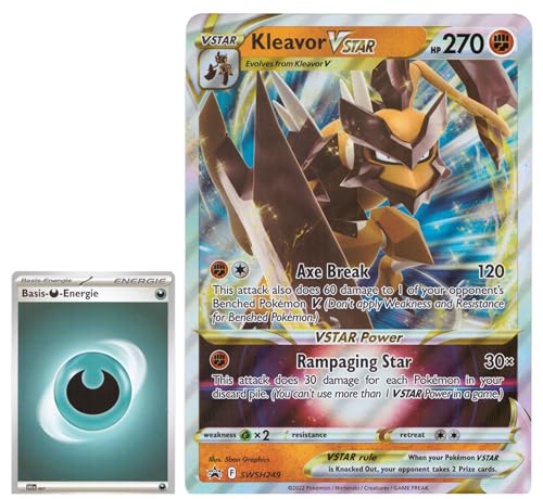 BB-Toy-Trades PKM Sammelkarte XXL Black Star Promo Karte Kleavor VStar SWSH249 - ENGLISCH - Fullart Holo Mega Jumbo Oversize Einzelkarte mit BB-Toy-Trades Sleeve (Kleavor VStar) von BB-Toy-Trades