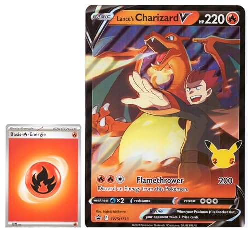 BB-Toy-Trades PKM Sammelkarte XXL Black Star Promo Karte Lances's Charizard V SWSH113 Glurak - ENGLISCH - Fullart Holo Mega Jumbo Oversize Einzelkarte mit BB-Toy-Trades Sleeve (Lances's Charizard V) von BB-Toy-Trades