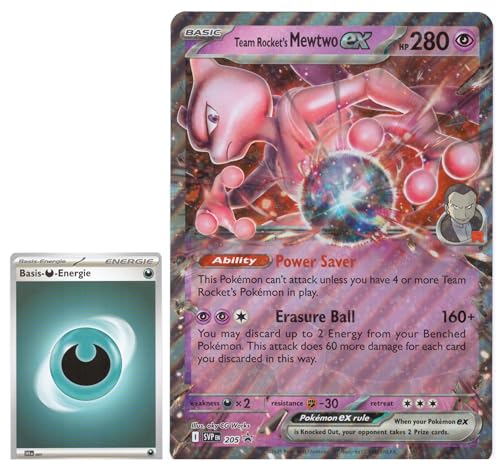 BB-Toy-Trades PKM Pokemon Sammelkarte XXL Black Star Promo Karte Team Rocket´s Mewtwo ex SVP 205 - ENGLISCH - Fullart Holo Jumbo Oversize Einzelkarte mit BB-Toy-Trades Sleeve (Team Rocket´s Mewtwo ex) von BB-Toy-Trades