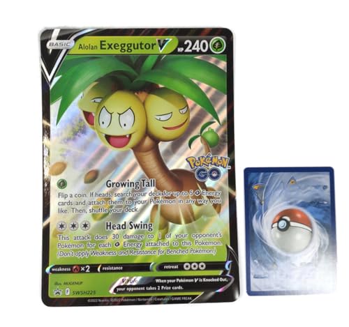 BB-Toy-Trades PKM Sammelkarte XXL Promo Karte Alola Kokowei Alolan Exeggutor V SWSH225 - ENGLISCH - Fullart Holo Mega Jumbo Oversize Einzelkarte mit BB-Toy-Trades Sleeve (Alolan Exeggutor V EN) von BB-Toy-Trades