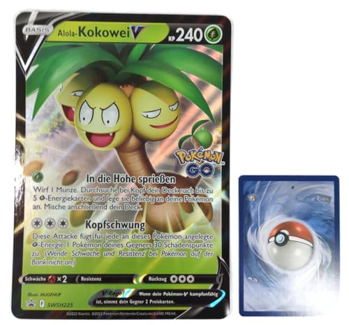 BB-Toy-Trades PKM Sammelkarte XXL Promo Karte Alola-Kokowei V SWSH225 - DEUTSCH - Fullart Holo Mega Jumbo Oversize Einzelkarte mit BB-Toy-Trades Sleeve (Alola-Kokowei V DE) von BB-Toy-Trades