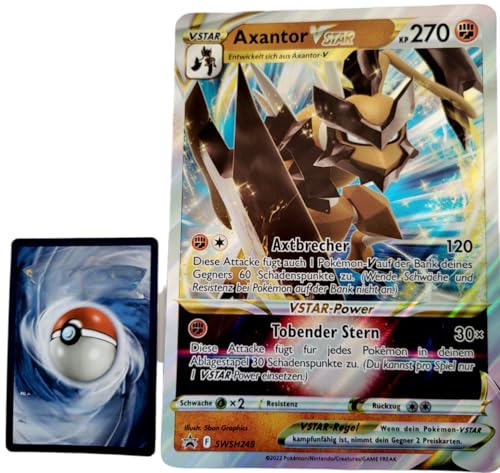 BB-Toy-Trades PKM Sammelkarte XXL Promo Karte Axantor VStar SWSH249 - DEUTSCH - Fullart Holo Mega Jumbo Oversize Einzelkarte mit BB-Toy-Trades Sleeve (Axantor VStar DE) von BB-Toy-Trades