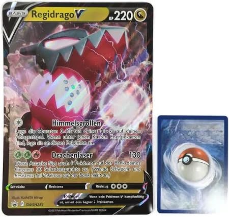 BB-Toy-Trades PKM Sammelkarte XXL Promo Karte - DEUTSCH - Fullart Holo Mega Jumbo Oversize Einzelkarte mit BB-Toy-Trades Sleeve (Regidrago DE) von BB-Toy-Trades