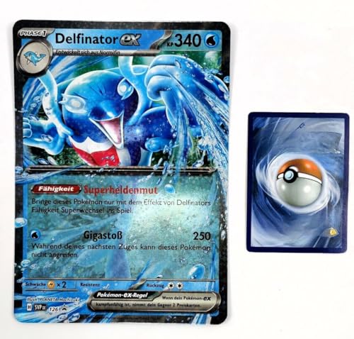 BB-Toy-Trades PKM Sammelkarte XXL Promo Karte Delfinator ex SVP126 - DEUTSCH - Fullart Holo Mega Jumbo Oversize Einzelkarte mit BB-Toy-Trades Sleeve (Delfinator ex) von BB-Toy-Trades