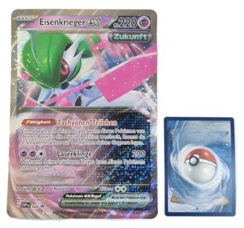 BB-Toy-Trades PKM Sammelkarte XXL Promo Karte Eisenkrieger SVP068 - DEUTSCH - Fullart Holo Mega Jumbo Oversize Einzelkarte mit BB-Toy-Trades Sleeve (Eisenkrieger) von BB-Toy-Trades