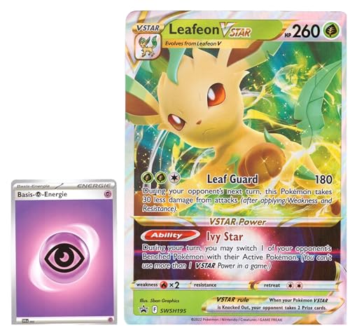 BB-Toy-Trades PKM Sammelkarte XXL Promo Karte Folipurba Leafeon VStar SWSH195 - ENGLISCH - Fullart Holo Mega Jumbo Oversize Einzelkarte mit BB-Toy-Trades Sleeve (Leafeon VStar EN) von BB-Toy-Trades