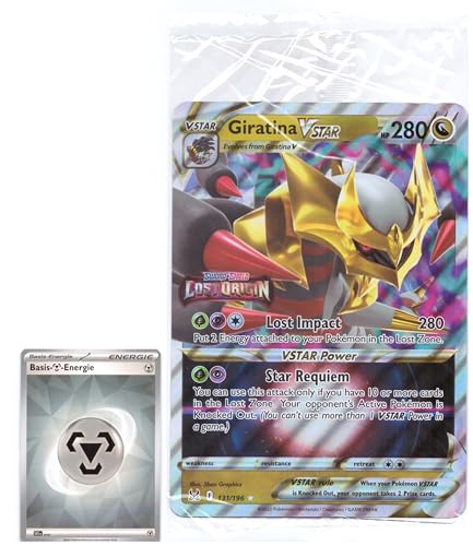 BB-Toy-Trades PKM Sammelkarte XXL Promo Karte Giratina VStar 131/196 Lost Origin - ENGLISCH - Fullart Holo Mega Jumbo Oversize Einzelkarte mit BB-Toy-Trades Sleeve (Giratina EN) von BB-Toy-Trades