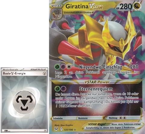 BB-Toy-Trades PKM Sammelkarte XXL Promo Karte Giratina VStar 131/196 Verlorener Ursprung - DEUTSCH - Fullart Holo Mega Jumbo Oversize Einzelkarte mit BB-Toy-Trades Sleeve (Giratina DE) von BB-Toy-Trades