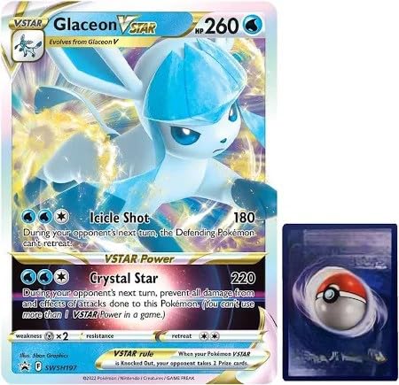BB-Toy-Trades PKM Sammelkarte XXL Promo Karte Glaziola Glaceon VStar SWSH197 - ENGLISCH - Fullart Holo Mega Jumbo Oversize Einzelkarte mit BB-Toy-Trades Sleeve (Glaceon VStar EN) von BB-Toy-Trades