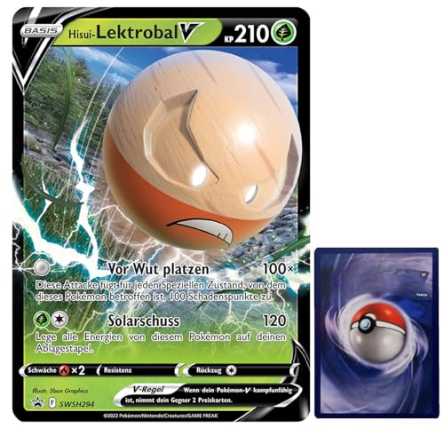 BB-Toy-Trades PKM Sammelkarte XXL Promo Karte Hisui-Lektrobal V SWSH294 - DEUTSCH - Fullart Holo Mega Jumbo Oversize Einzelkarte mit BB-Toy-Trades Sleeve (Hisui-Lektrobal V DE) von BB-Toy-Trades