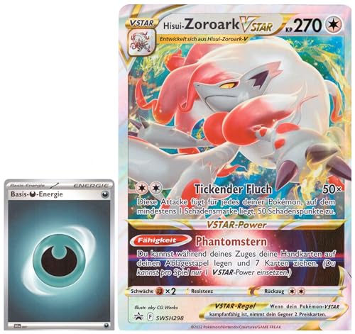 BB-Toy-Trades PKM Sammelkarte XXL Promo Karte Hisui-Zoroark VStar SWSH298 - DEUTSCH - Fullart Holo Mega Jumbo Oversize Einzelkarte mit BB-Toy-Trades Sleeve (Hisui-Zoroark VStar) von BB-Toy-Trades