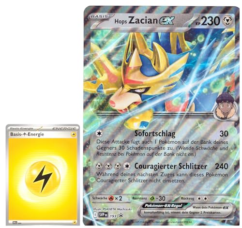 BB-Toy-Trades PKM Sammelkarte XXL Promo Karte Hops Zacian ex SVP193 - DEUTSCH - Fullart Holo Mega Jumbo Oversize Einzelkarte mit BB-Toy-Trades Sleeve (Hops Zacian DE) von BB-Toy-Trades