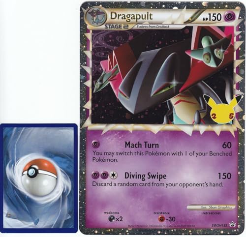 BB-Toy-Trades PKM Sammelkarte XXL Promo Karte Katapuldra Dragapult SWSH132 - ENGLISCH - Fullart Holo Mega Jumbo Oversize Einzelkarte mit BB-Toy-Trades Sleeve (Dragapult EN) von BB-Toy-Trades