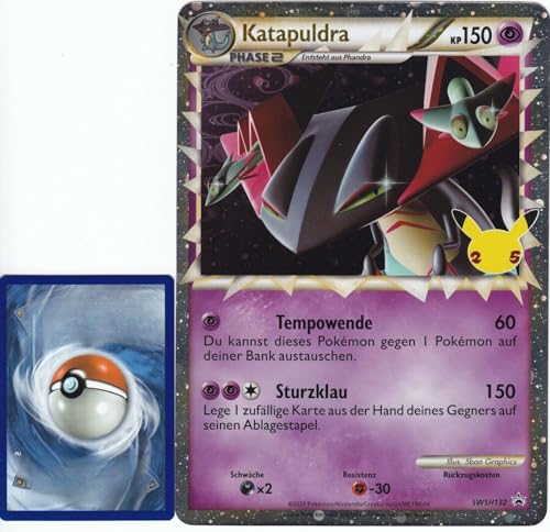 BB-Toy-Trades PKM Sammelkarte XXL Promo Karte Katapuldra SWSH132 - DEUTSCH - Fullart Holo Mega Jumbo Oversize Einzelkarte mit BB-Toy-Trades Sleeve (Katapuldra DE) von BB-Toy-Trades