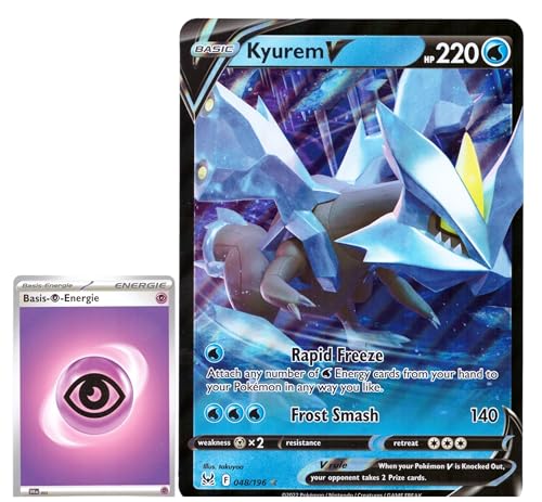 BB-Toy-Trades PKM Sammelkarte XXL Promo Karte Kyurem V 048/196 Lost Origin - ENGLISCH - Fullart Holo Mega Jumbo Oversize Einzelkarte mit BB-Toy-Trades Sleeve (Kyurem V EN) von BB-Toy-Trades