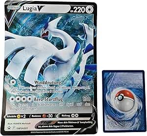 BB-Toy-Trades PKM Sammelkarte XXL Promo Karte Lugia V SWSH301 - DEUTSCH - Fullart Holo Mega Jumbo Oversize Einzelkarte mit BB-Toy-Trades Sleeve (Lugia DE) von BB-Toy-Trades