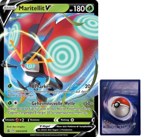 BB-Toy-Trades PKM Sammelkarte XXL Promo Karte Maritellit V SWSH078 - DEUTSCH - Fullart Holo Mega Jumbo Oversize Einzelkarte mit BB-Toy-Trades Sleeve (Maritellit V) von BB-Toy-Trades