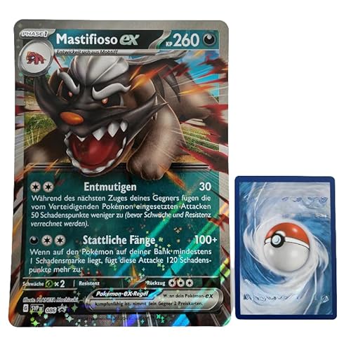 BB-Toy-Trades PKM Sammelkarte XXL Promo Karte Mastifioso ex SVP086 - DEUTSCH - Fullart Holo Mega Jumbo Oversize Einzelkarte mit BB-Toy-Trades Sleeve (Mastifioso ex DE) von BB-Toy-Trades