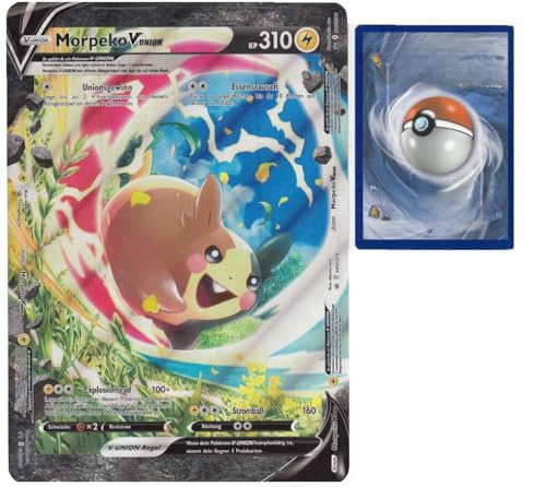 BB-Toy-Trades PKM Sammelkarte XXL Promo Karte Morpeko V-Union SWSH215-218 - DEUTSCH - Fullart Holo Mega Jumbo Oversize Einzelkarte mit BB-Toy-Trades Sleeve (Morpeko V-Uni DE) von BB-Toy-Trades