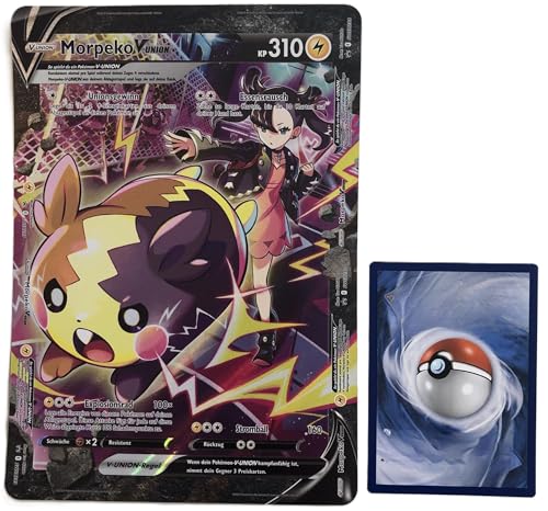 BB-Toy-Trades PKM Sammelkarte XXL Promo Karte Morpeko V-Union SWSH287-290 - DEUTSCH - Fullart Holo Mega Jumbo Oversize Einzelkarte mit BB-Toy-Trades Sleeve (Morpeko V-Union DE) von BB-Toy-Trades