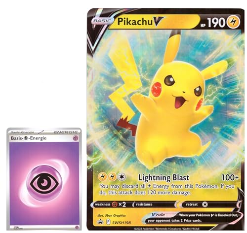 BB-Toy-Trades PKM Sammelkarte XXL Promo Karte Pika V 198 - ENGLISCH - Fullart Holo Mega Jumbo Oversize Einzelkarte mit BB-Toy-Trades Sleeve (Pika V 198 EN) von BB-Toy-Trades
