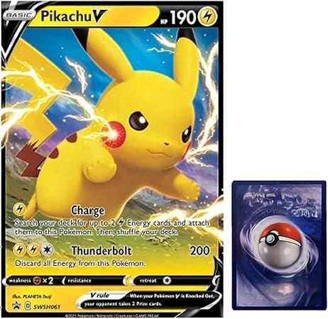 BB-Toy-Trades PKM Sammelkarte XXL Promo Karte Pika V SWSH061 - ENGLISCH - Fullart Holo Mega Jumbo Oversize Einzelkarte mit BB-Toy-Trades Sleeve (Pika V EN) von BB-Toy-Trades